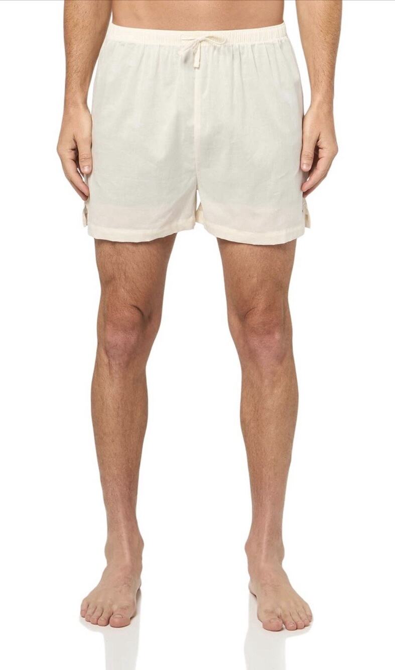 Boss Relaxed-fit beach shorts in cotton Cover Up Cream Mens XS